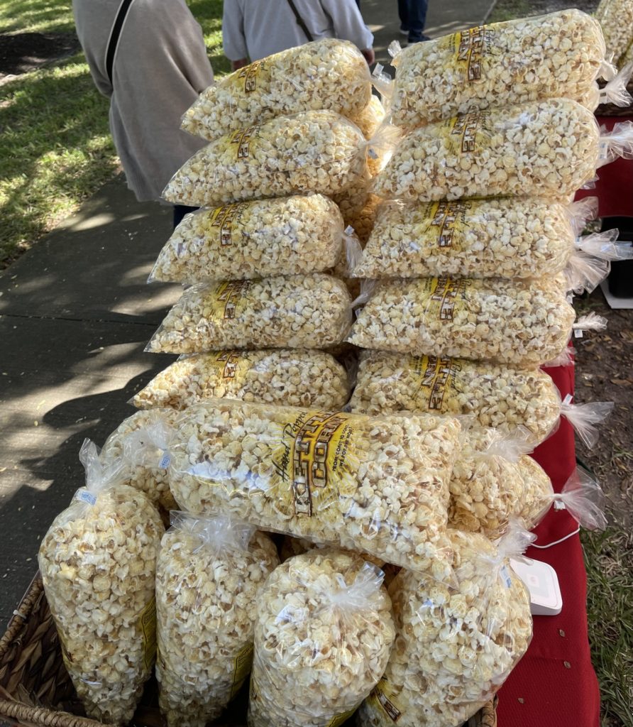 Pile of popcorn in clear bags