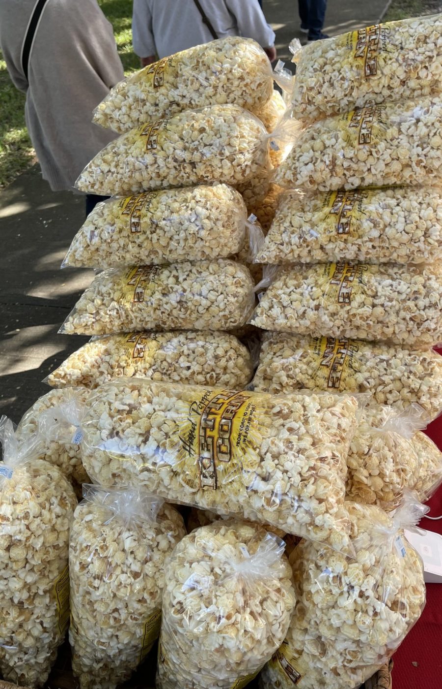 Pile of popcorn in clear bags